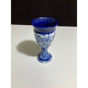 Vintage Studio Glazed Pottery Pedestal Wine Goblet Cup